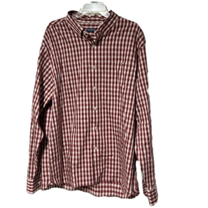 Men’s Fish Hippie maroon checked‎ button up size XXL untucked design